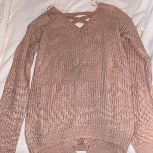 pink sweater w/ criss cross back